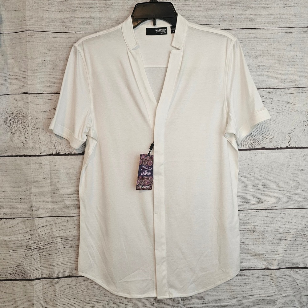 Murano Small Jewels of Jaipur Mandarin Collar Hidden Button Shirt *Dust* 1251